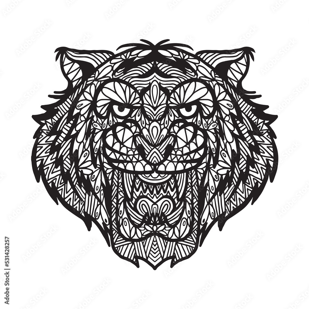 Obraz premium Hand drawn Tiger doodle for coloring