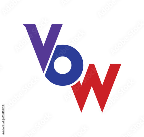 VOW, WOV Alphabets Letters Logo Monogram with white background photo