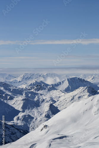 Snow-capped mountain range in the Alps