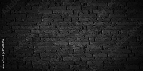 Urban Black brick wall backgrounds, brick room, interior texture, wall background.