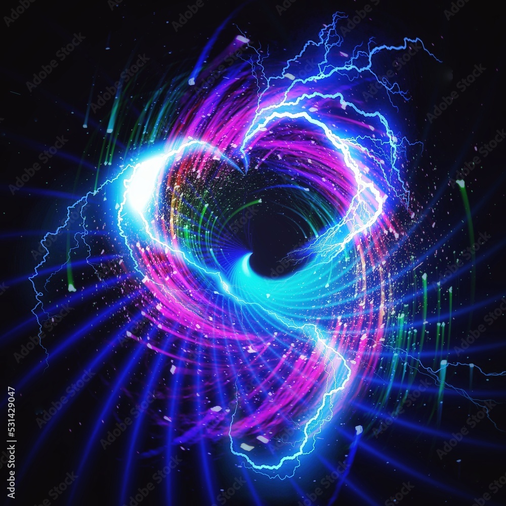 Obraz premium 3d illustration of heart shaped lightning