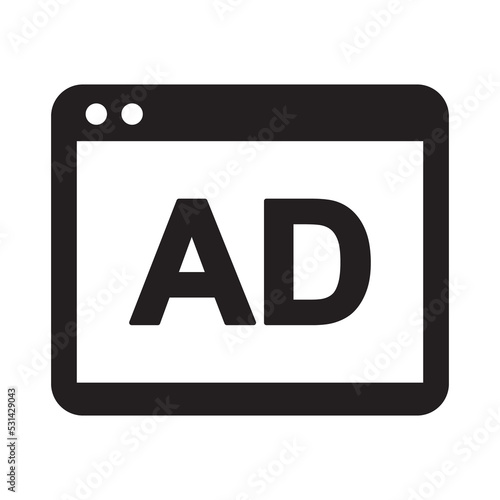 Browser ad block icon. Ad blocker or advertising concept illustration