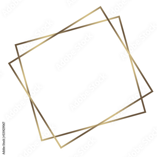 Rectangular golden frame for invitations. Golden line art.