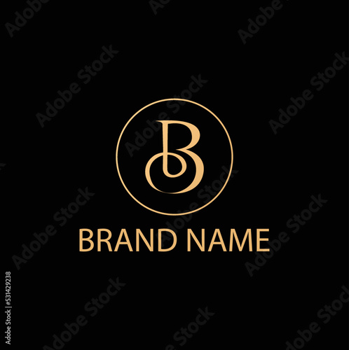 LB Brand name Logo in a golden circle isolated on black background