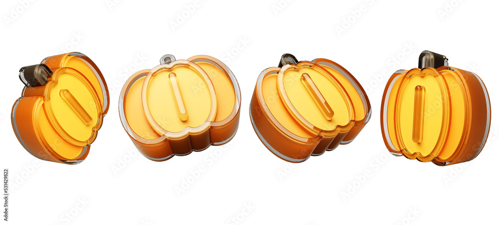 Pumpkin 3D illustration isolated . Glass design elements Realistic 3d illustration