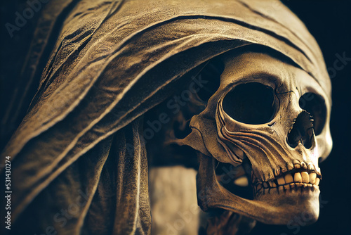 Tela halloween egyptian zombie mummy skull