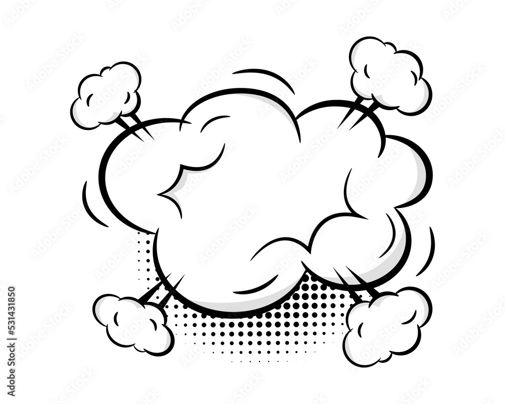Hand drawn empty comic speech bubble with cloud and halftone shadow. Pop art vector cartoon illustration in retro style. Design for comic book, poster, banner Hand drawn empty comic speech bubble with cloud and halftone shadow. Pop art vector cartoon illustration in retro style. Design for comic book, poster, banner