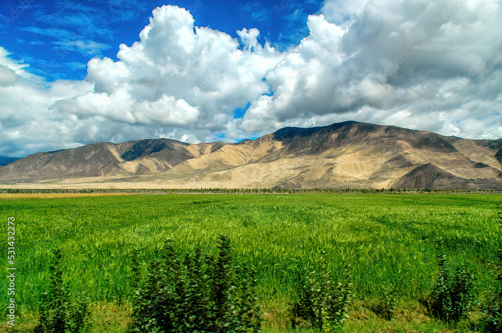 The landscape of Tibetan Plateau in Tibet.