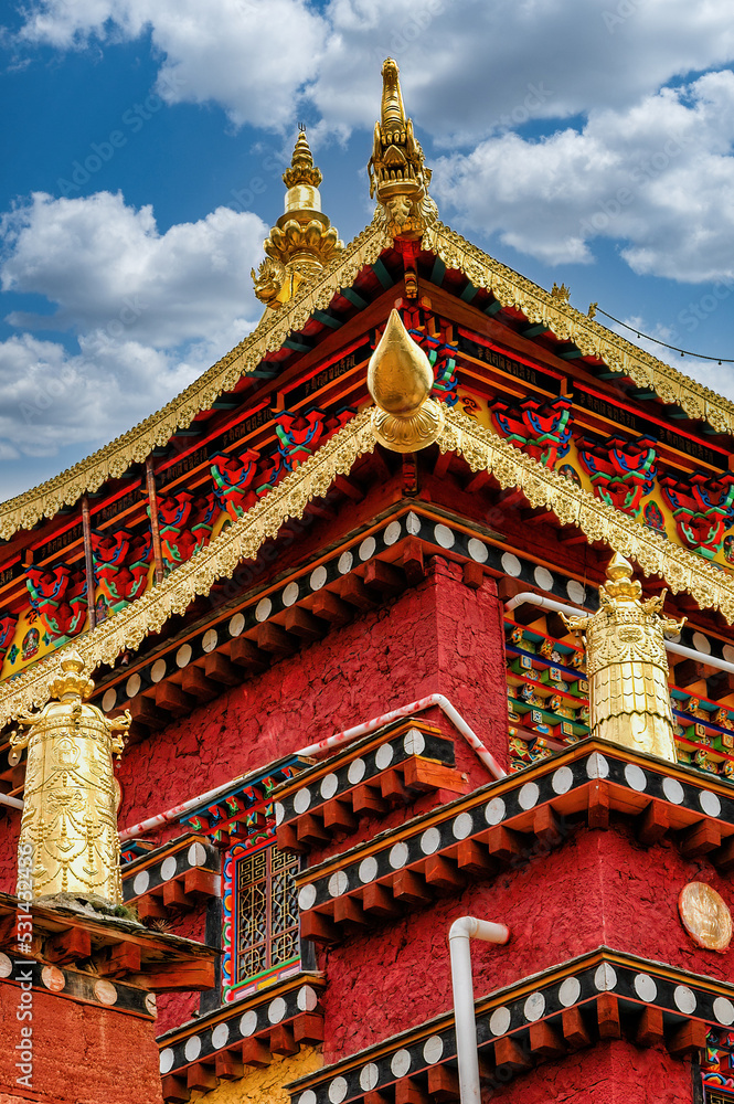 Little potala Architecture details in Shangrila old town of Zhongdian, China