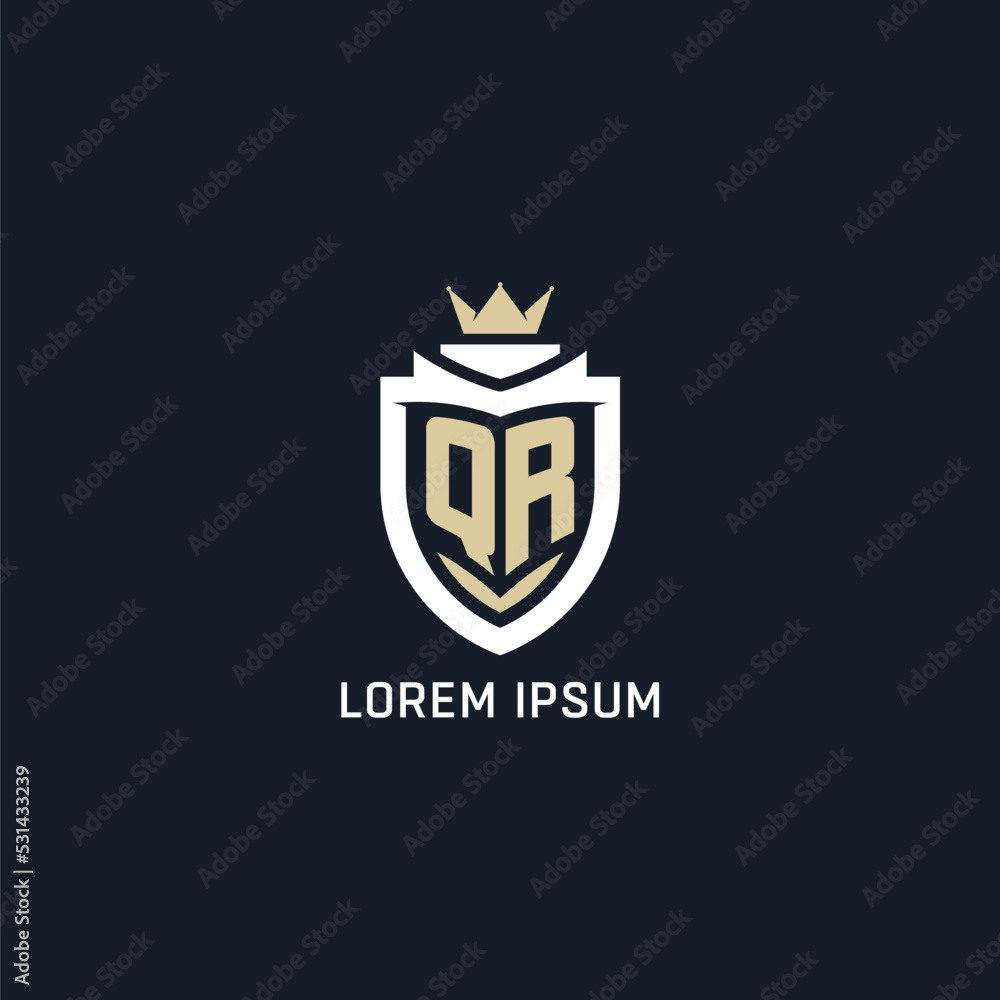Initial letter QR shield and crown logo style, esport team logo design ...