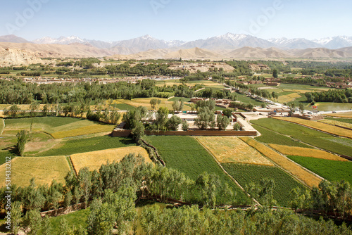 Afghanistan, Bamiyan (also spelled Bamian or Bamyan), elevated view on the Bamiyan Valley from the empty niches where the big Buddha statues used to stand