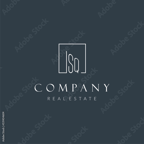 Initial letter SQ logo for real estate company with square line style