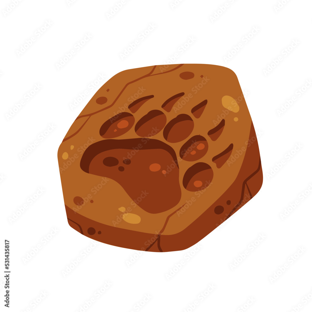Bear footprint in ground. Brown soil with foot. Wild world and animal. Grizzly paw. Bear footprint in ground. Brown soil with foot. Wild world and animal. Grizzly paw.