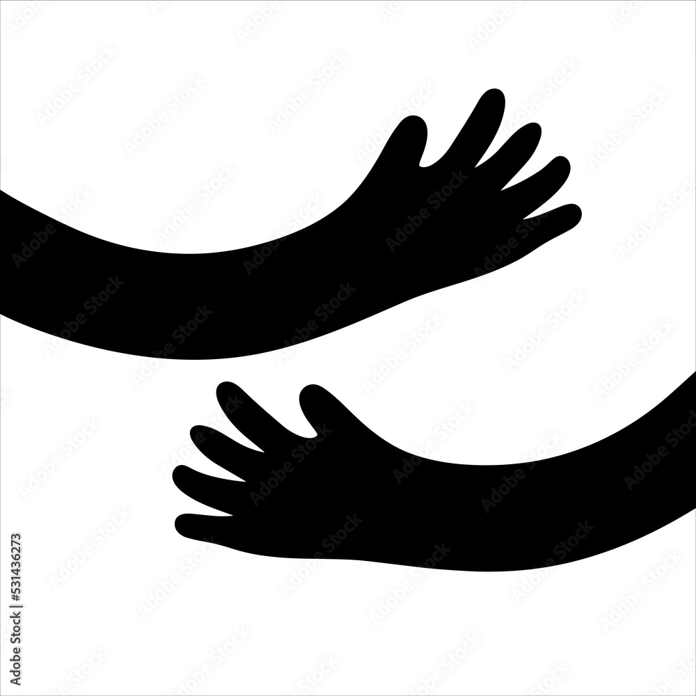 Obraz premium Silhouette of hugging hands. Concept of support and care.