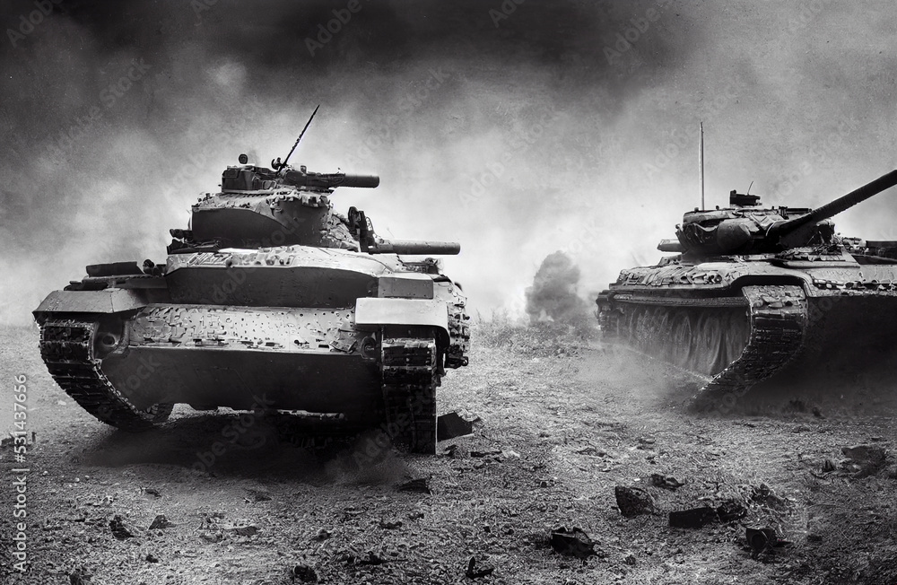 Photo &amp; Art Print War tanks in action. 3d world war illustration., ErenMotion
