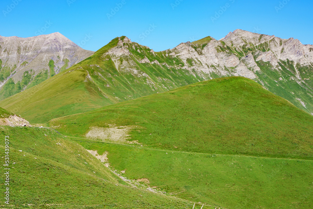 Mountain landscape in Georgia on a clear sunny day