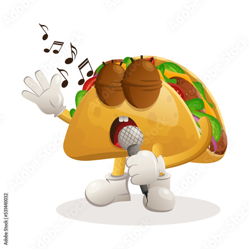 Cute taco mascot singing, sing a song