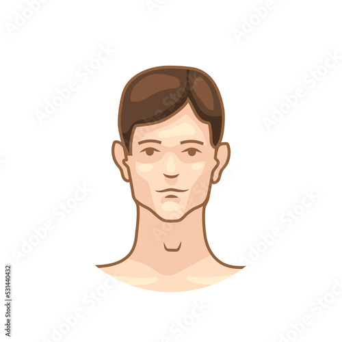 Simple colourful icon of man face, portrait icon on white