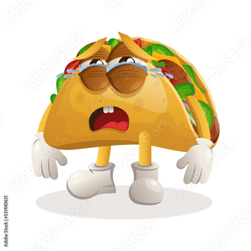 Cute taco mascot crying