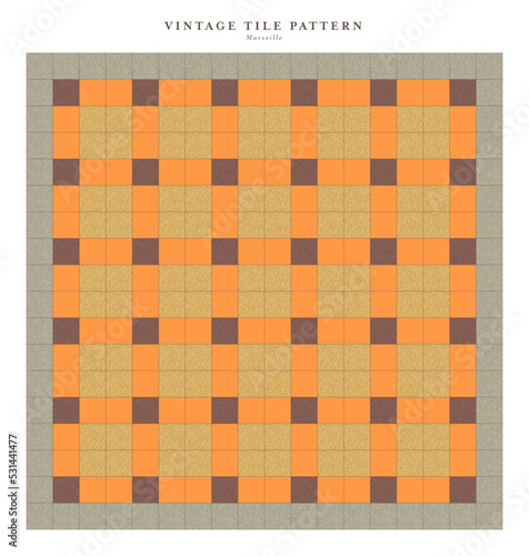Motif de carrelage ancien à la française. Motif vintage pour design. Faïence rétro traditionnelle. Mosaïque géométrique. Fond décoratif vectoriel.