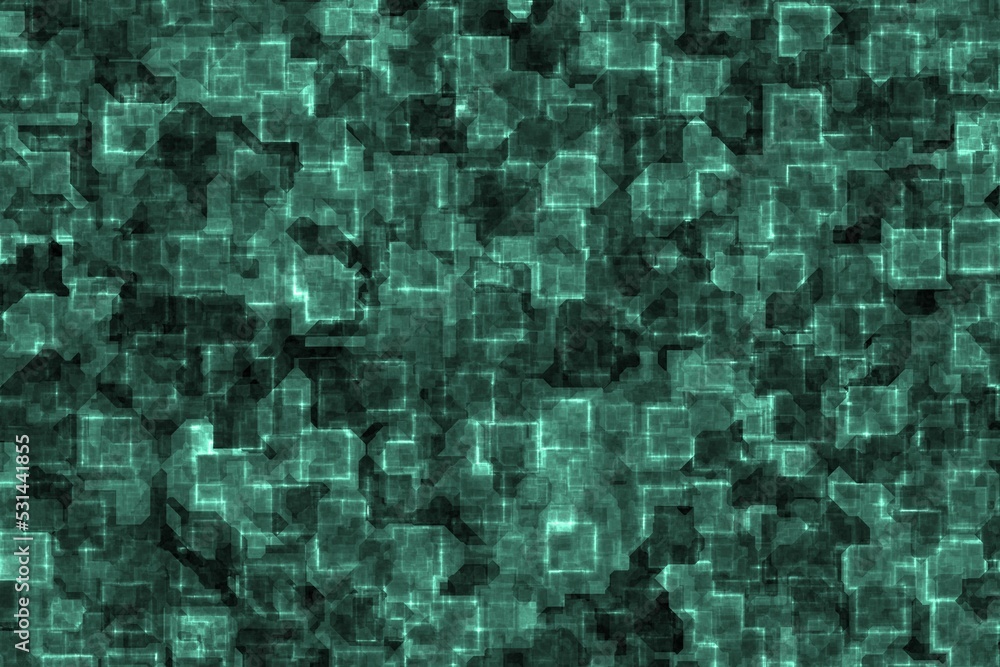 Fototapeta premium creative beautiful teal, sea-green technological computer lights digital drawn texture background illustration