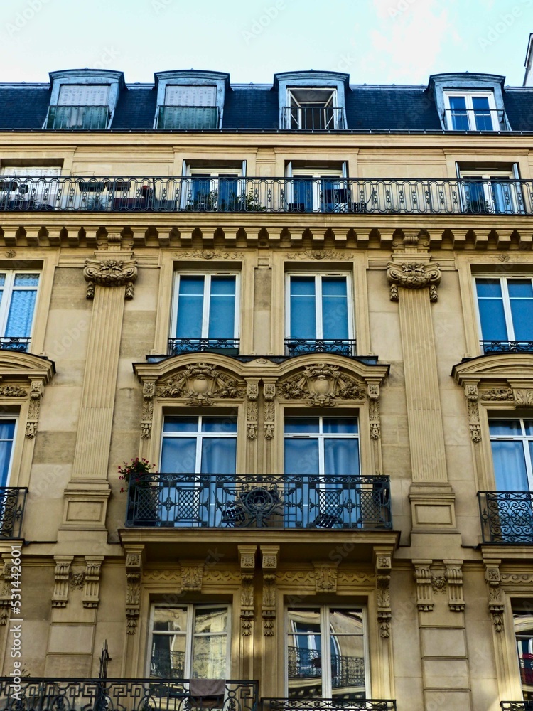 Paris, September 2022 : Visit of the magnificent city of Paris, Capital of France - View on different facades of buildings built by Baron Haussmann Paris, September 2022 : Visit of the magnificent city of Paris, Capital of France - View on different facades of buildings built by Baron Haussmann