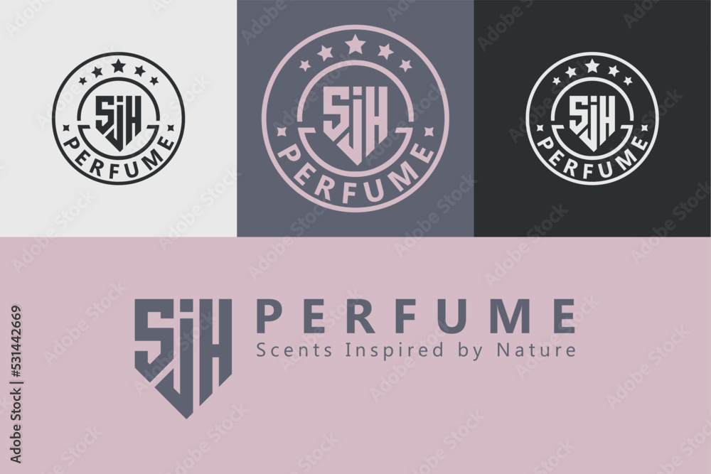 Sjh monogram logo perfume brand logos alphabet logo fashion brand