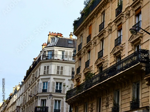 Paris  September 2022   Visit of the magnificent city of Paris  Capital of France - View on different facades of buildings built by Baron Haussmann