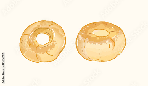 Round bagel bread in vector illustration
