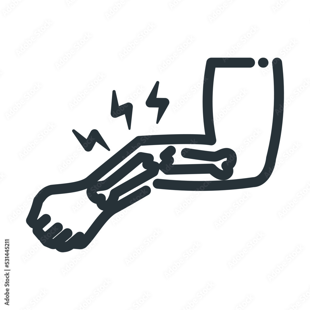 arm injury outline icon on white background arm injury outline icon on white background