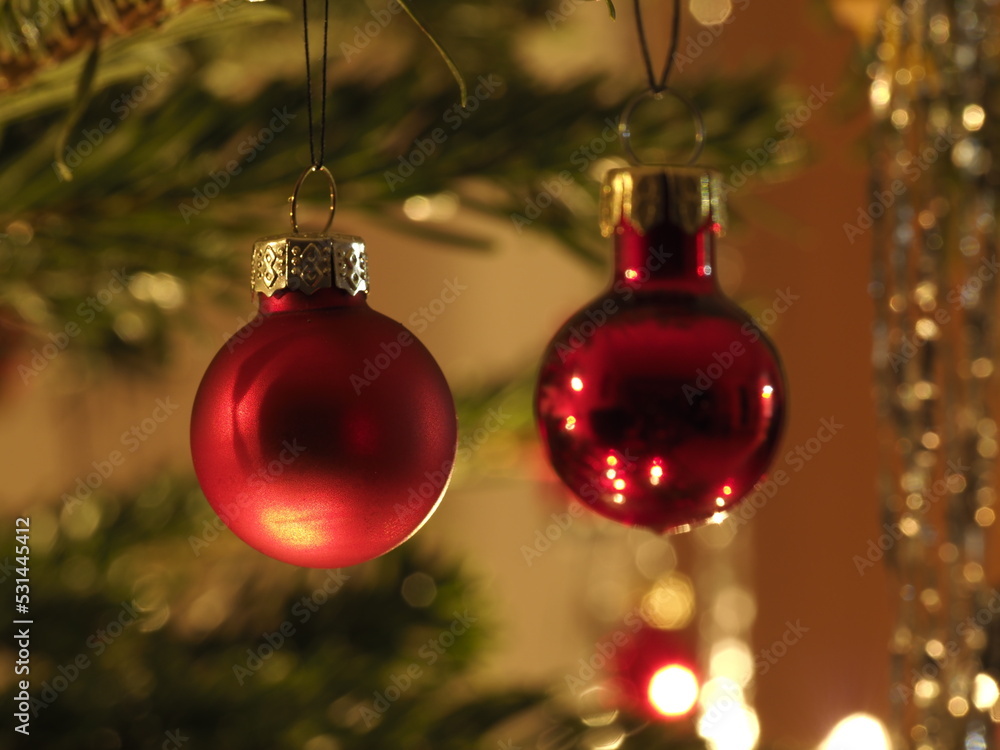 Photography Poster Schöne rote Weihnachtskugeln