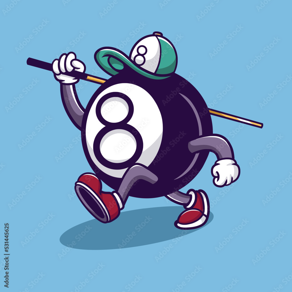 Fototapeta premium Cool 8 Ball Pool Cartoon