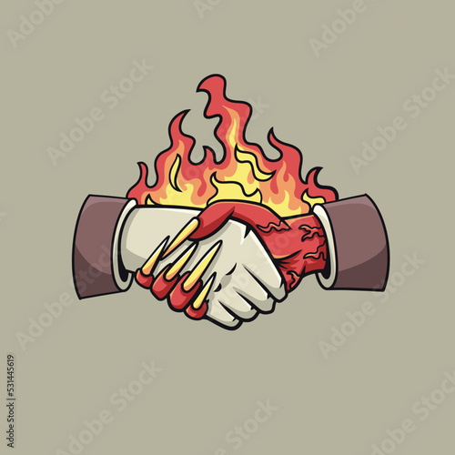 Handshake with Devil Streetwear Cartoon