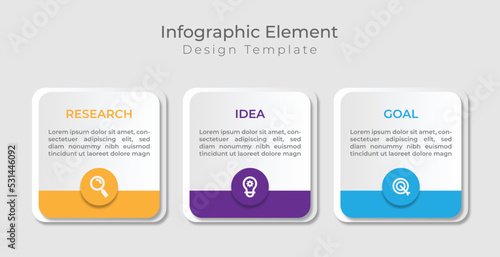 Business infographic template design label with icon and 3 options, steps or processes.