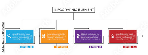 Thin line minimal infographic design template with icon and 4 options or steps