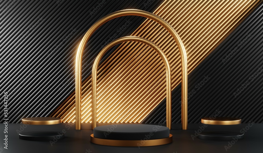 3D rendering of blank product background for cream cosmetics Modern black podium background 3D rendering of blank product background for cream cosmetics Modern black podium background