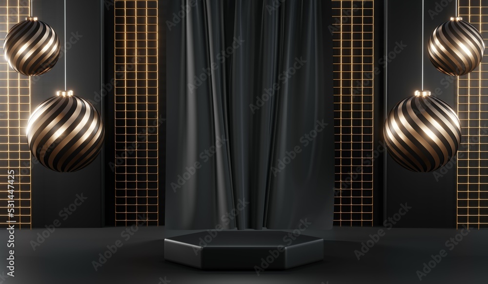3D rendering of blank product background for cream cosmetics Modern black podium background 3D rendering of blank product background for cream cosmetics Modern black podium background