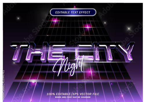 Luxury city night 3d neon text effect editable