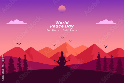 World Peace Day Landscape Nature Background Vector Illustration © ryanbagoez