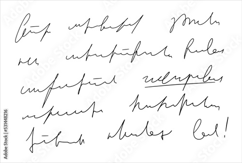 Handwritten Unreadable illegible text. Abstract handwriting of fictional language.