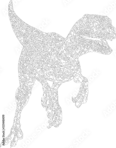 Vector illustration to draw mandala style velociraptor
