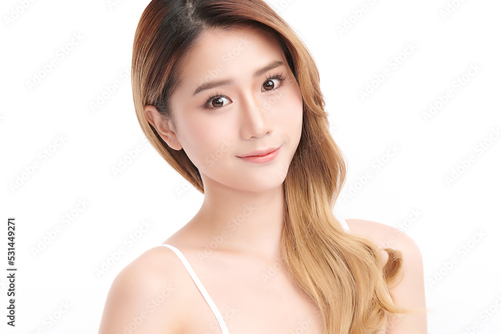 Beautiful young asian woman with clean fresh skin on white background, Face care, Facial treatment, Cosmetology, beauty and spa, Asian women portrait. Beautiful young asian woman with clean fresh skin on white background, Face care, Facial treatment, Cosmetology, beauty and spa, Asian women portrait.