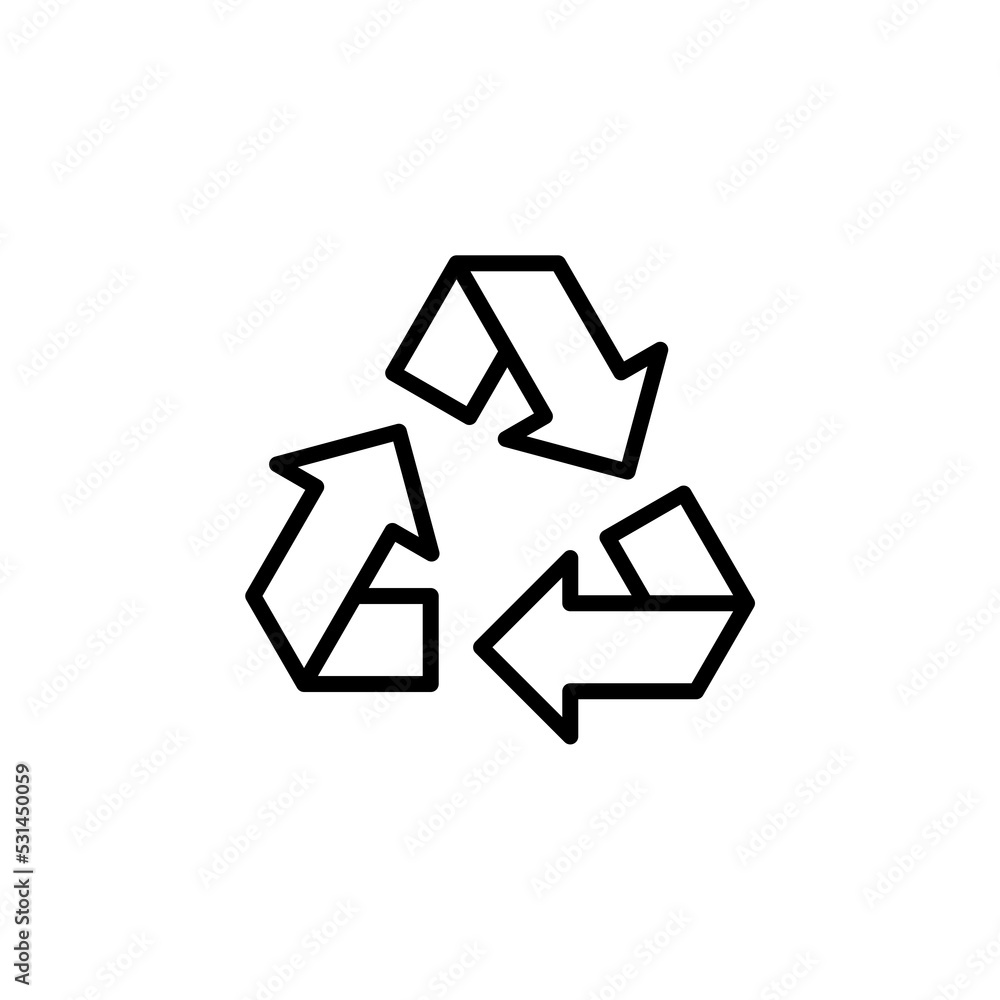 Recycling line icon isolated on white background Recycling line icon isolated on white background