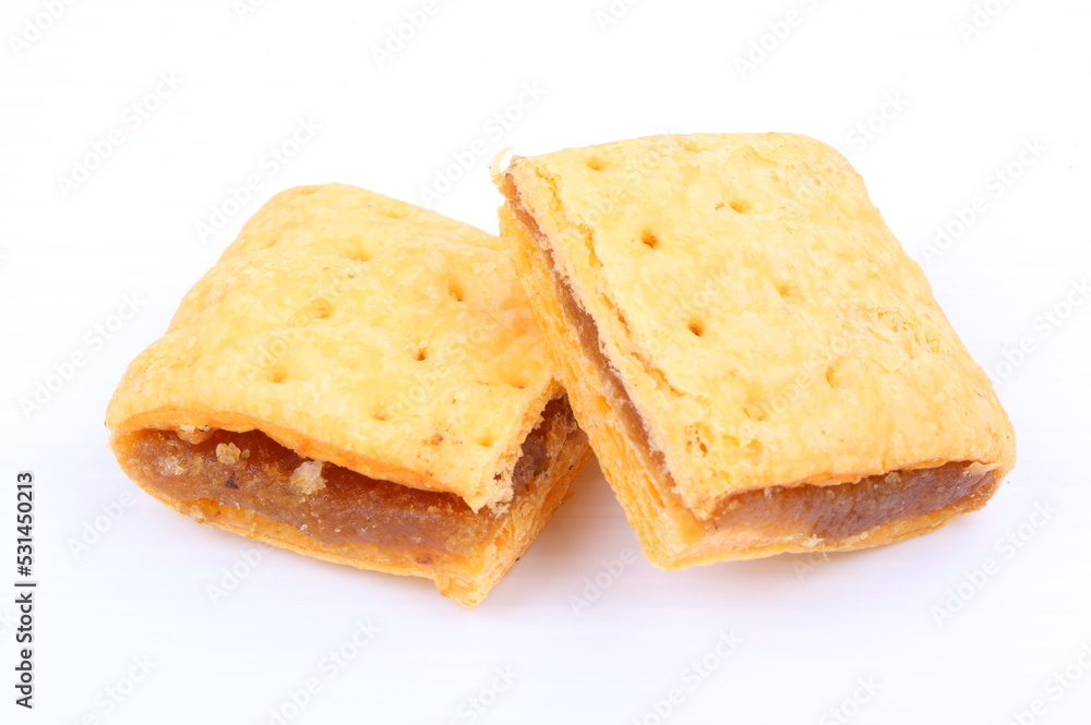 Butter cracker with pineapple jam isolated on the white background Butter cracker with pineapple jam isolated on the white background