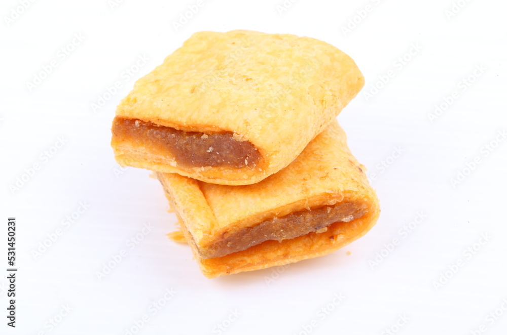 Butter cracker with pineapple jam isolated on the white background Butter cracker with pineapple jam isolated on the white background