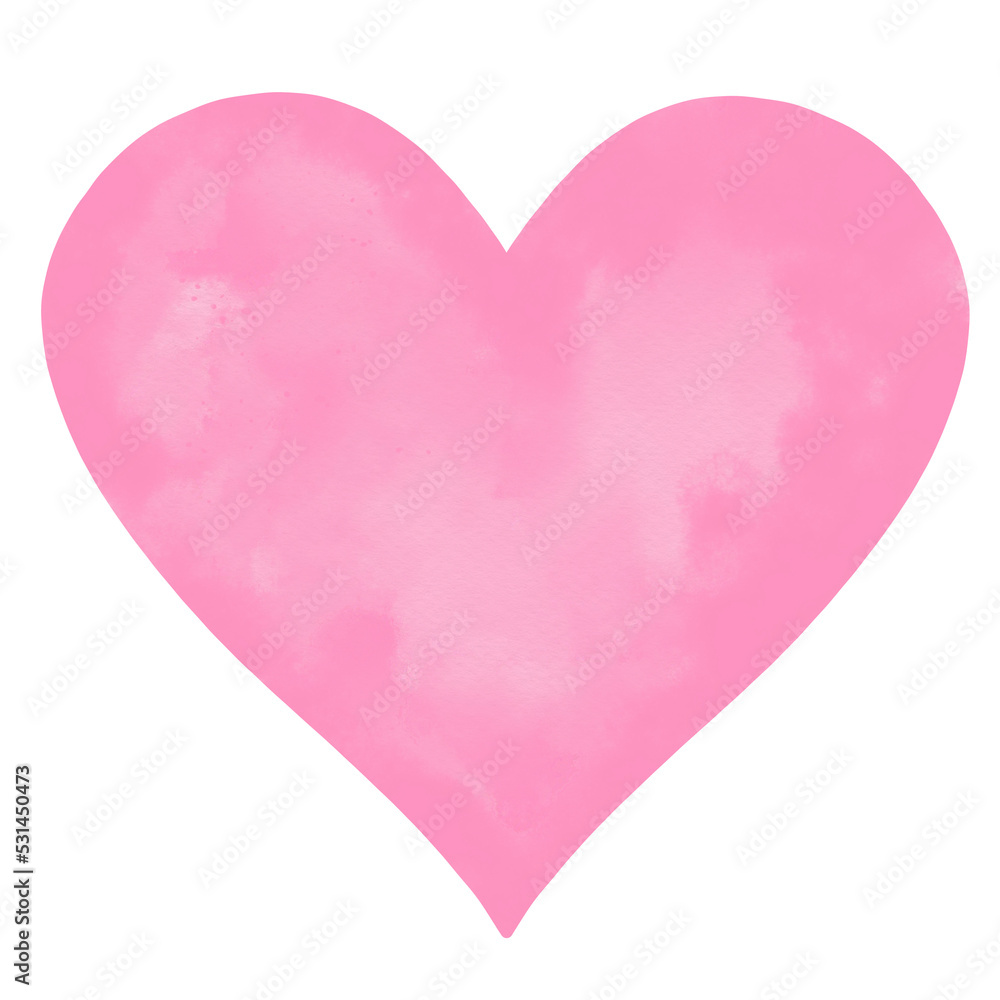 pink heart watercolor illustration