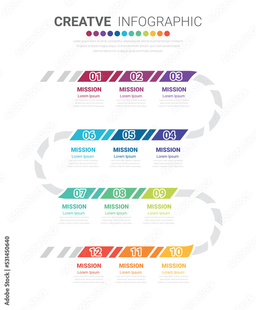Fototapeta premium Year planner, 12 months, 1 year, Timeline infographics design vector and Presentation business, Can be used for presentations banner, workflow layout, process diagram, flow chart, info graph