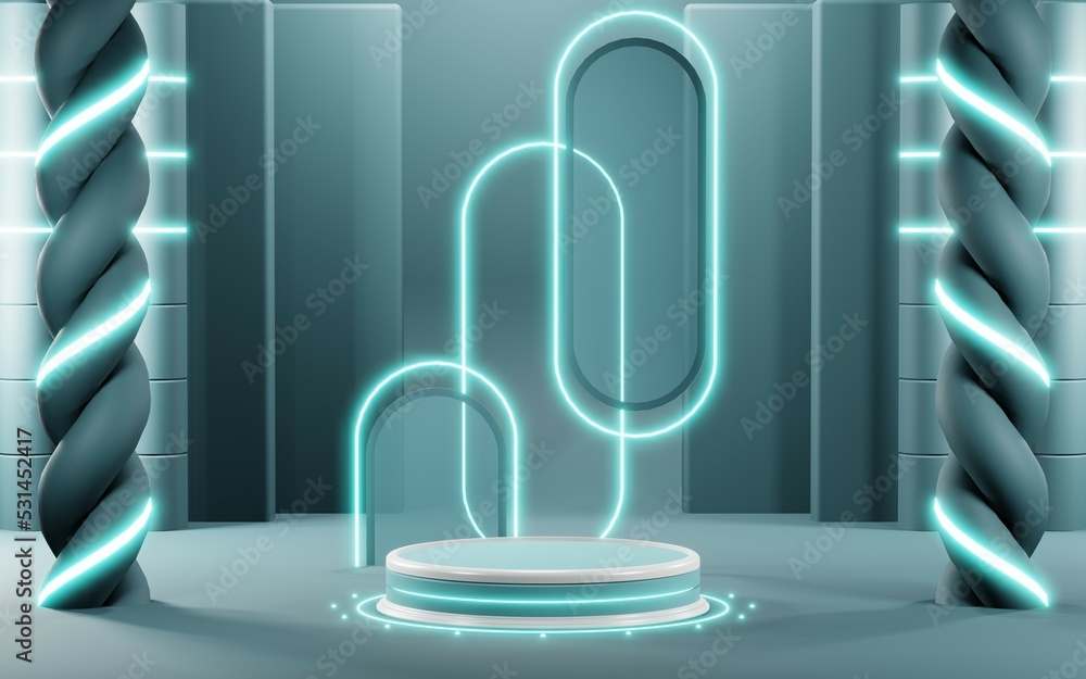 3D render of Podium background in blue tones for displaying cream products. cosmetics 3D render of Podium background in blue tones for displaying cream products. cosmetics