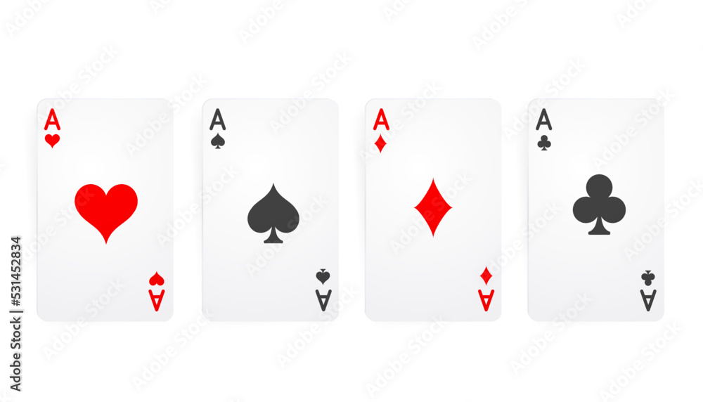 Vector illustration of cards for playing poker and casino isolated on white background. Vector illustration of cards for playing poker and casino isolated on white background.