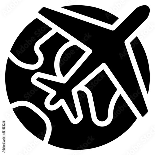 Plane Over World Icon